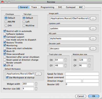 Mis preferencias para el programa visor (RocView) que se conecta al servidor (RocRail)